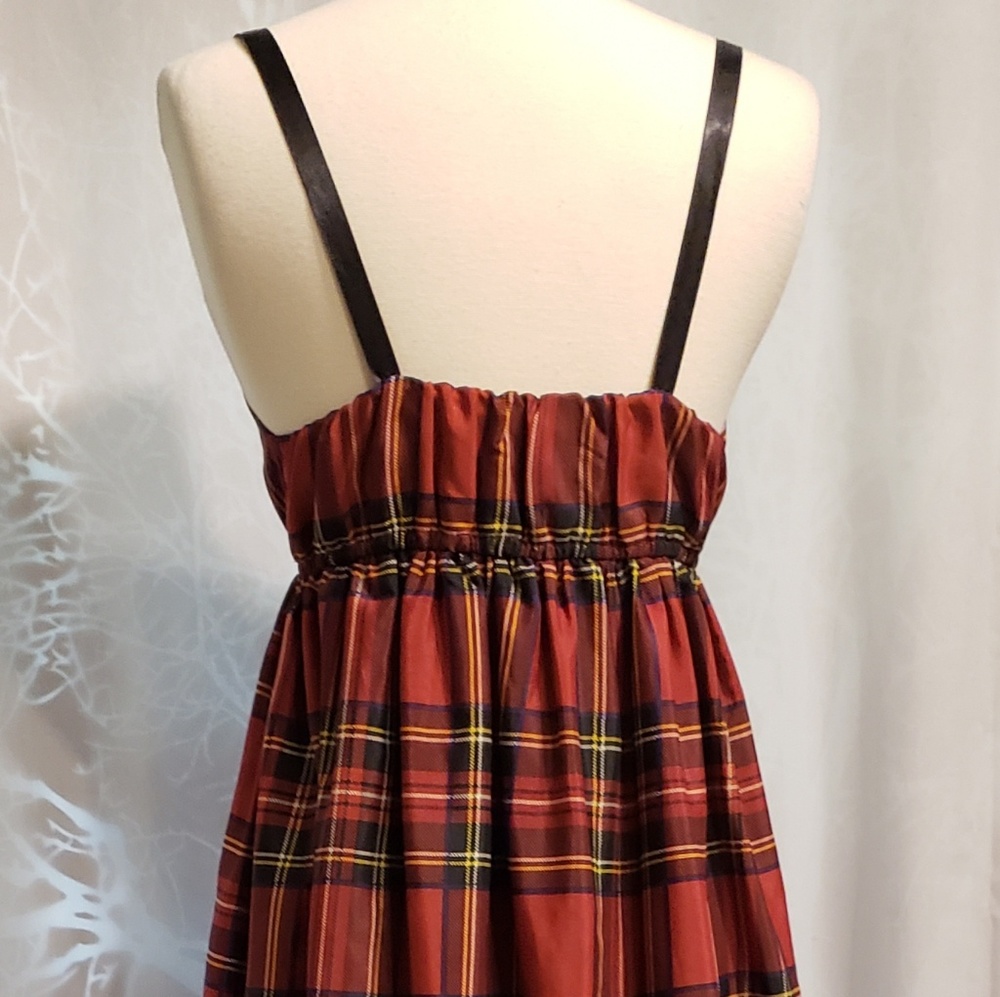 213 RED PLAID DRESS SIZE MEDIUM - Picture 3 of 4